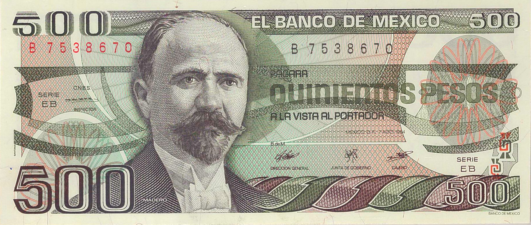 Mexico 500 1984 UNC P-79/b